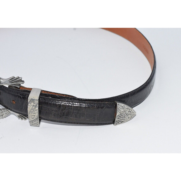 Hartnell Women's Medium Alligator Leather Belt w/ Silver Frog Pewter Belt Buckle - Picture 7 of 9